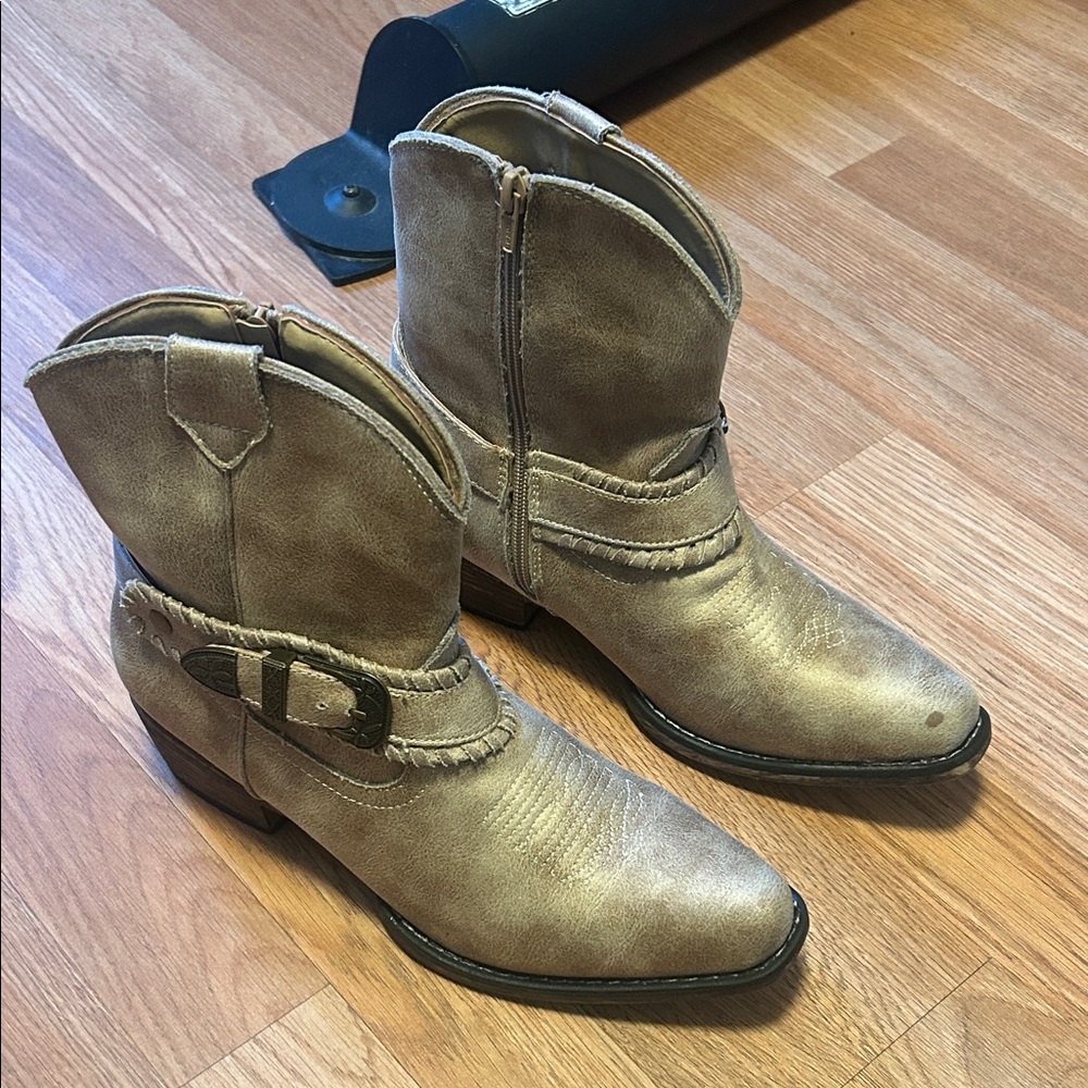 Roper Brown Ankle Boots with Buckle Detail